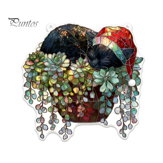 Decorative Accessory for Door Window Acrylic Christmas Hanging Pendant, Double-sided Stained Glass Style Ornament with Metal Unique Gift Friends