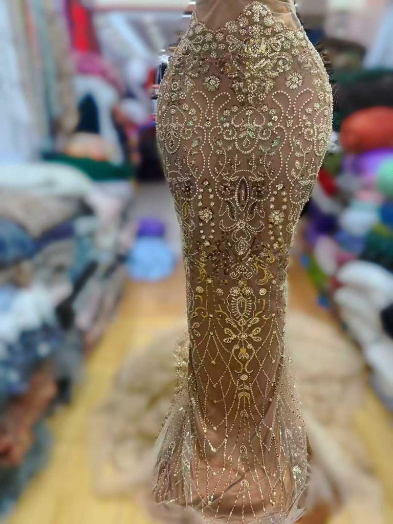 African French Tulle Groom Lace Fabric 5 Yards 2026 High Quality Sequin Nigeria Lace Fabric African Mesh Lace Fabric For Wedding