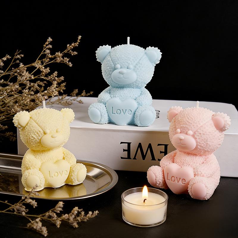 Plüschtexturform Herz Teddybär Kerzenform Bärenkerzenform Flexibel Für DIY-Bastelarbeiten Kerzenherstellung Gipsbasteln