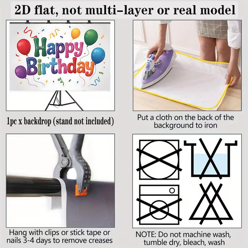 Birthday Theme Party Banner, Colorful Photo Backdrop Wall Decor