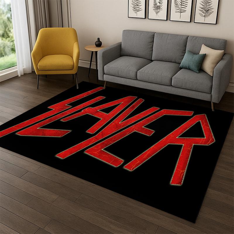 3D Slayer Heavy Metal Rock Band Schild Teppich Teppich für Schlafzimmer Wohnzimmer Sofa Fußmatte Heimdekoration, Kinder Spielbereich Teppich Rutschfest