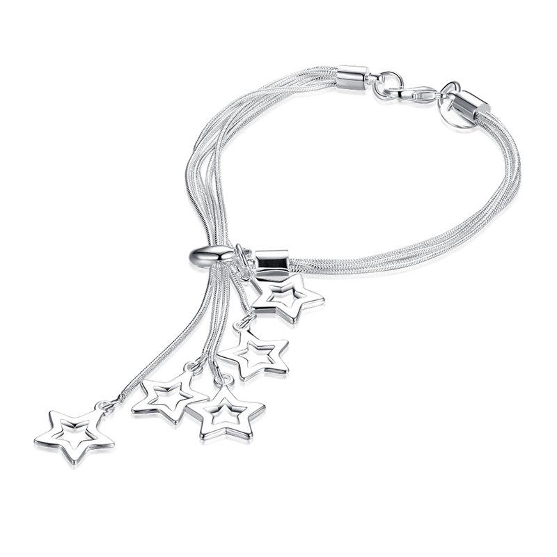 New Charm 925 Sterling Silver 8 Inches Tassel Star Bracelet For Women Fashion Jewelry Gifts Party Accessories