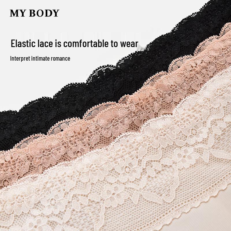 Mybody Women's High-Waist Tummy Control Lace Seamless Safety Shorts