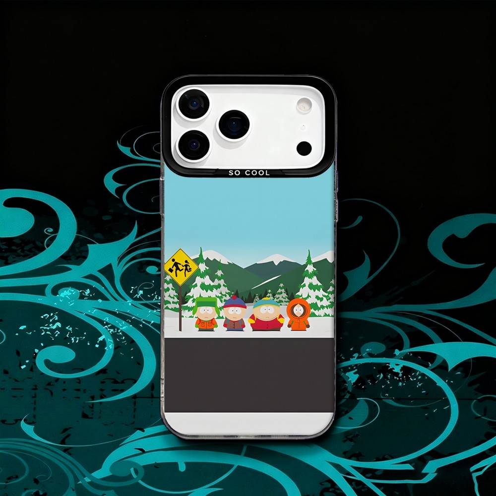Cartoon S-South P-Park Matte Fingerprint Proof Phone Case For iPhone 17,16,15,14,13,12,X,8,Pro,Max,Plus,SE4,Air,Mini