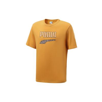 Fun Logo Print Sporty Crew Neck T-Shirt Men Tops Orange 533042-37