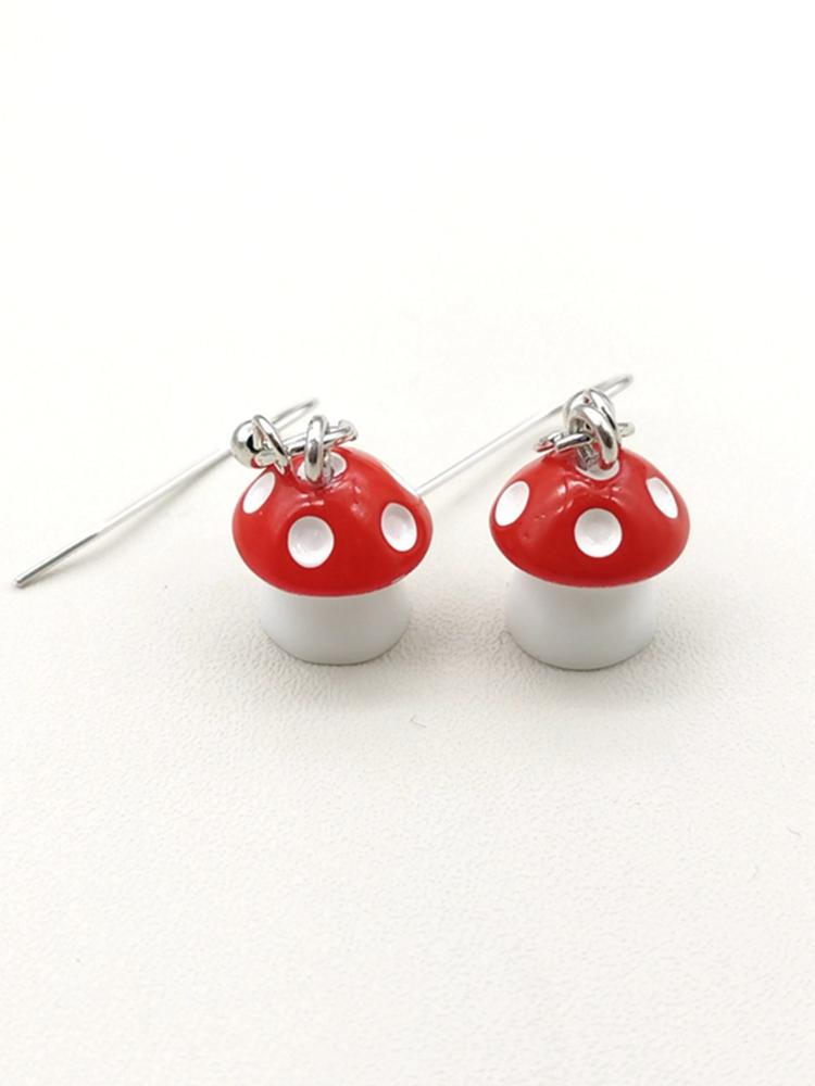 Small Mushroom Shaped Dangle Earrings Cartoons Cute 8 Colors Handmade Drop Earrings For Women Girls Jewelry Lovely Funny Gifts