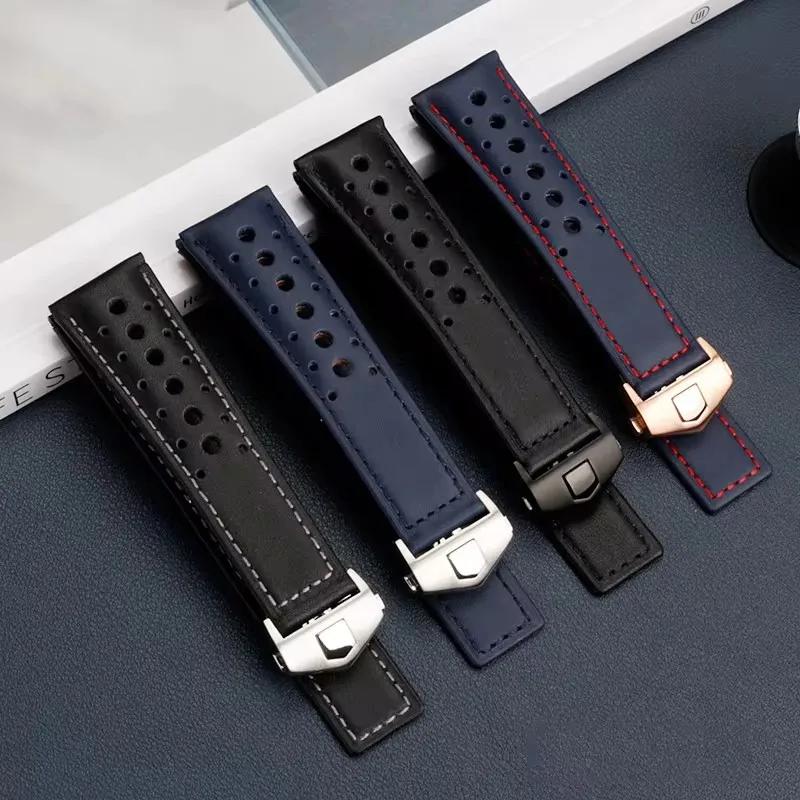 Cinturino per orologio in pelle di vacchetta Per TAG Heuer MONACO CARRERA Sostituzione cinturino CAW211M 211P CAW211R 211T Braccialetto in vera pelle da uomo 22mm