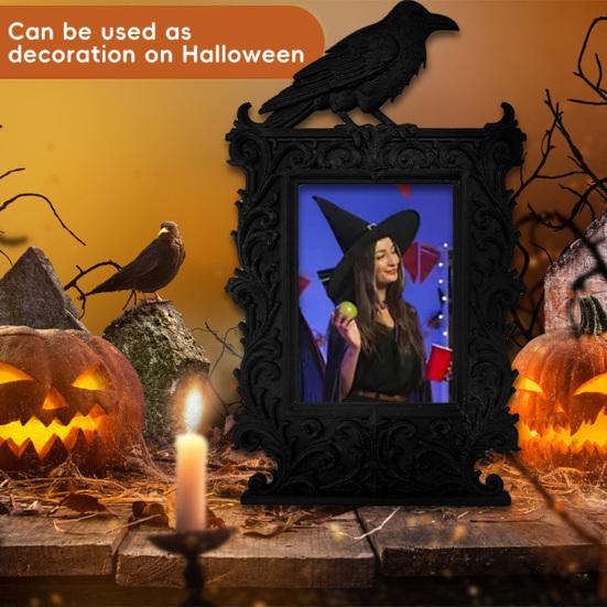 Crow Decorative Frame Lightweight Portable Gothic Design Multipurpose Photo Frame Halloween Party