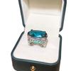 Silver Fashion New For Ladies Party Light Blue Large Gemstone Ring Party Wedding Jewelry Gift