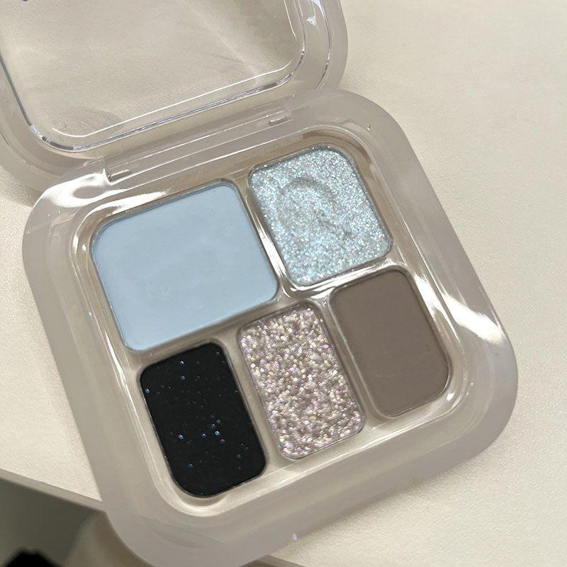 Five-color Eyeshadow Palette Pink Brown Earth Color Cement Smoky Pearlescent Eyeshadow Portable Student Novice Cheap