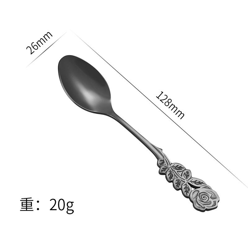 Mini 304 Stainless Steel Teaspoon with Rose Flower Handle Dessert Cake Coffee Ice Cream Stirring Tiny Spoon Tableware