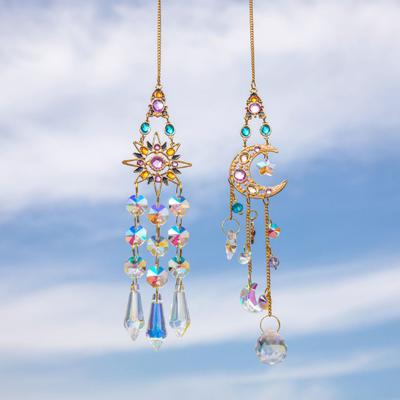 Faux Crystal Suncatcher Decoration Indoor Outdoor Garden Window Wall Hanging Rainbow Maker Sun Moon Star Ornament Pendant