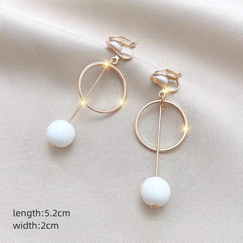 Neue Perlenblumen-Clip-On-Ohrringe mit langem Temperament, Perlenkette, Quaste, nicht durchdringende Ohrringe für Damen