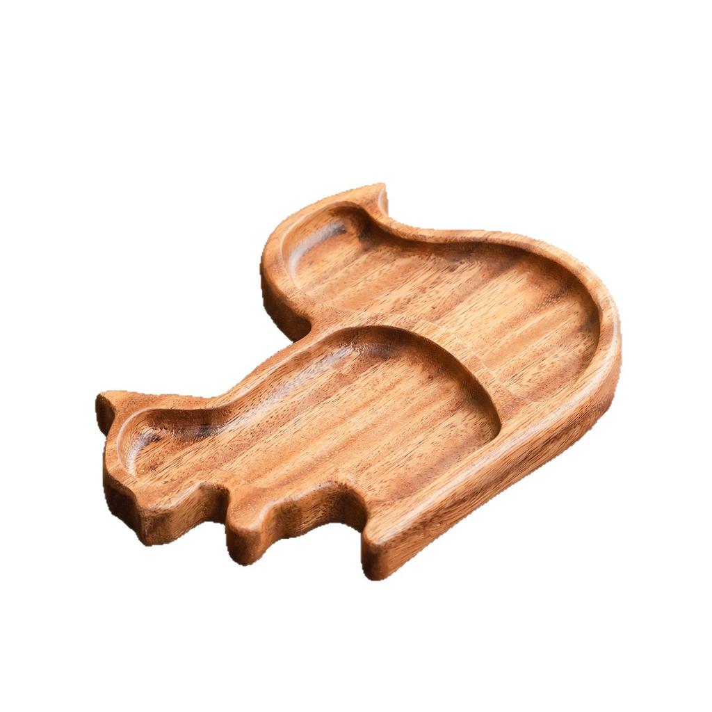 Cartoon Squirrel Wooden Snack Tray Creative Walnut Wood Tea Tray Desktop Storage Container Pinecone Trays Decorative