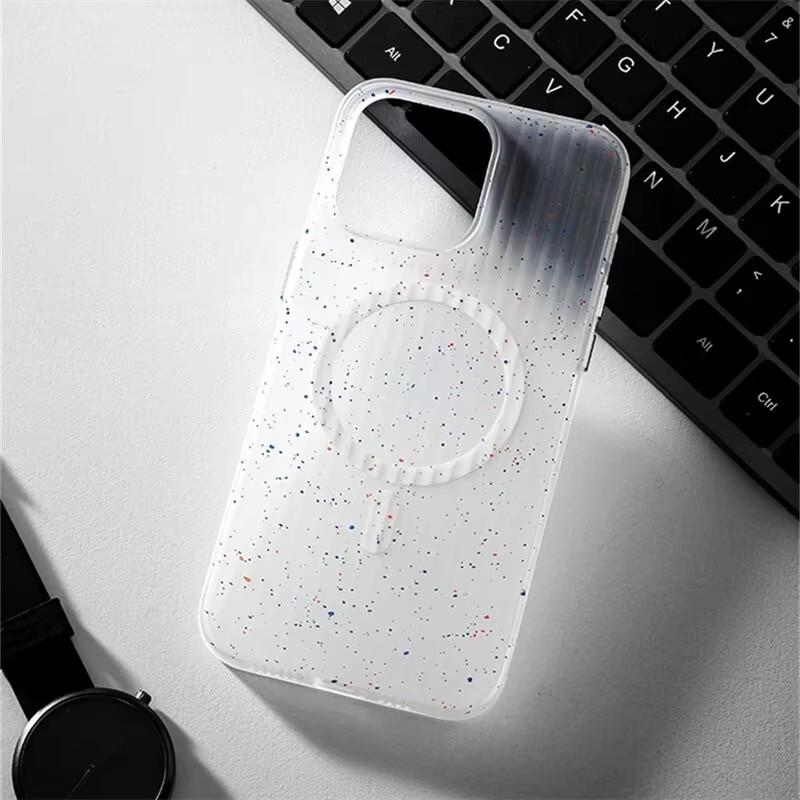 1Pc Luxury Corrugated Pattern Matte Magnetic Wireless Charge Case For Magsafe For Iphone 15 14 13 Promax Transparent Hard Cover