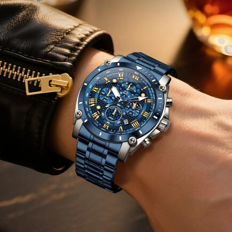 OLEVS Men Watch Top Brand Luxury Watch Men Stainless Steel Waterproof Sport Quartz Chronograph Wrist Watch