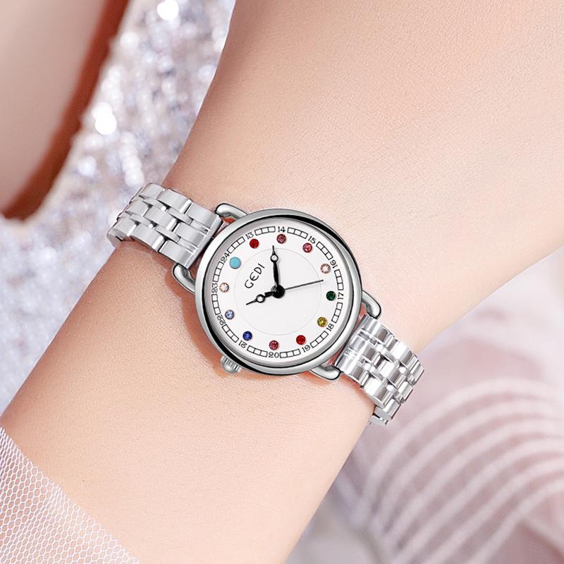 Niche Women's Luxury Steel Band Birthstone Waterproof Quartz Watch