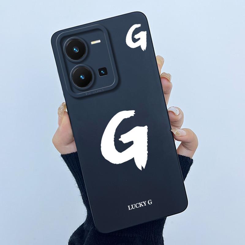 For Vivo Y35 Case Cute Initial Letters Soft Liquid Silicone Back Cover For Vivo Y 35 4G Funda Anti Drop Phone Protector Coque