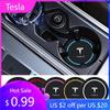 Autoaufkleber 2025 Neu Tesla 2 Stück Auto-Getränkeuntersetzer Wasserbecher Flaschenhalter Anti-Rutsch-Pad Zubehör Für Tesla Model 3 Y S X Roadster C