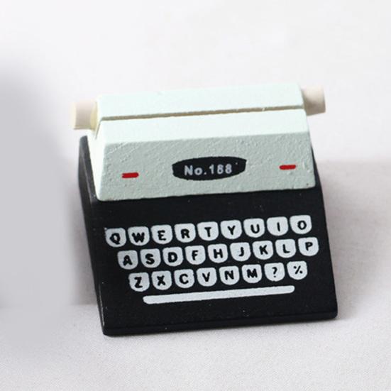 1Set 1:12 Miniature Typewriter Model Lightweight Multifunctional Wood Dollhouse Simulation Black Typewriter Shooting Props