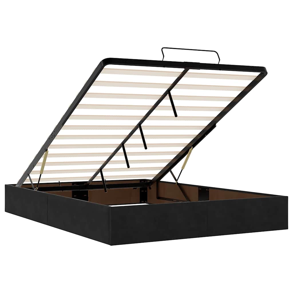 Ottoman Bed with Mattress Black 140 x 200 cm Velvet