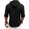 Erkek S Waffle Örgü Kapüşonlu Uzun Kollu Henley Gömlek Günlük Sweatshirt