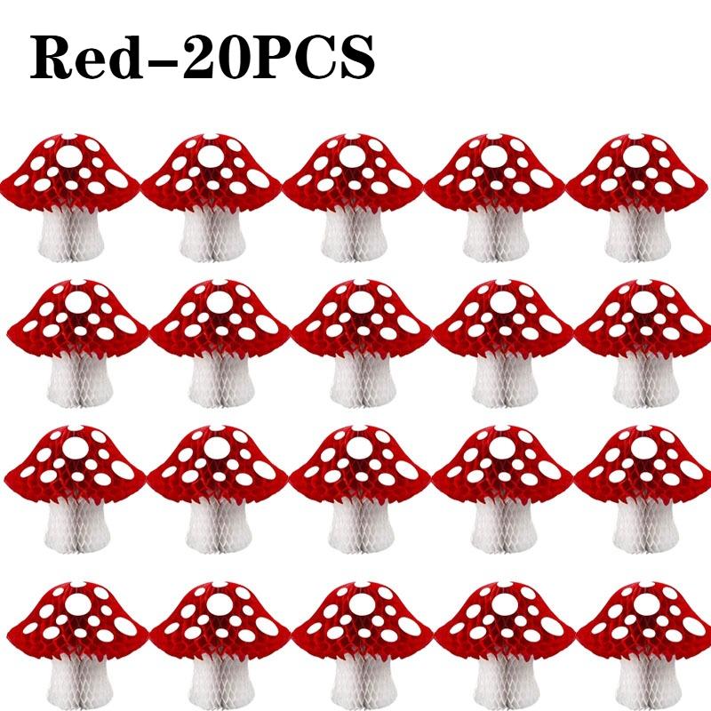 Creative Mushroom HoneycombBall 3D HangingOrnament for Indoor PartiesForest Theme Birthday Wedding Decor Jungle Wonderland Setup