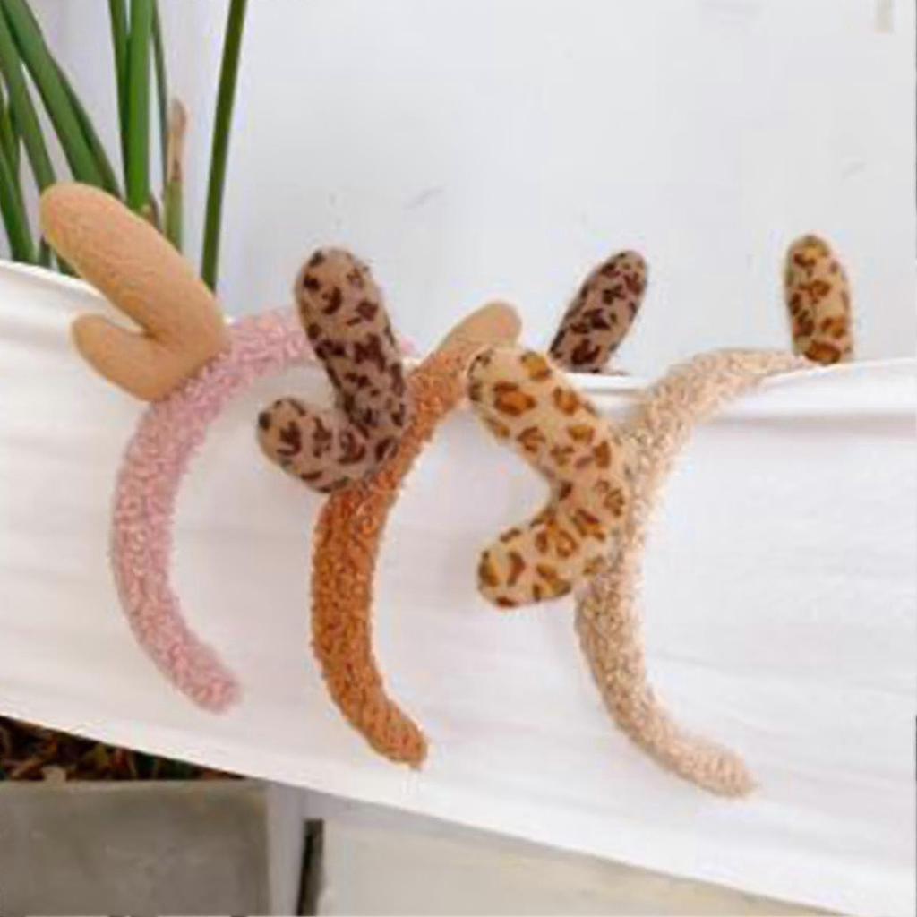Cute Antler Plush Headband Christmas Hair Hoop Non-slip Headwear Accessories