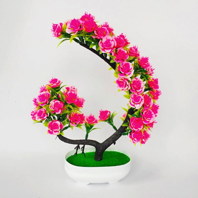 Artificial Plant Potted Plants Rolled Rose Half-moon Bonsai Artificial Flower Potted Plants Artificial Welcoming Pine