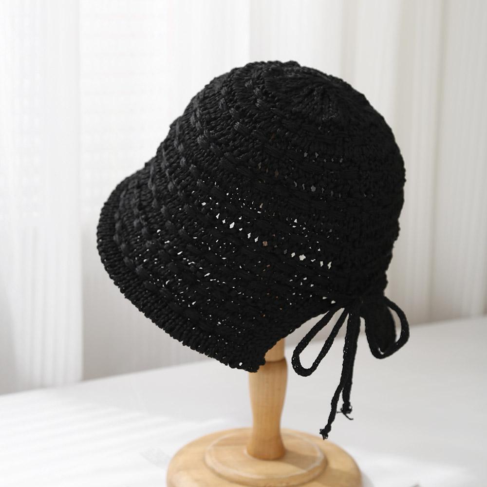 Milk Silk Bucket Hat Female Bow Summer Split Fork Hollow Breathable Fisherman Sun Hat