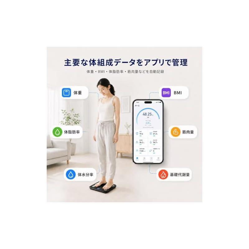 Bluetooth Body Composition Scale, Smart Scale, Health Meter, Smartphone Connectivity, 2026 New Model, Home Use, High Precision Measures BMI/Basal