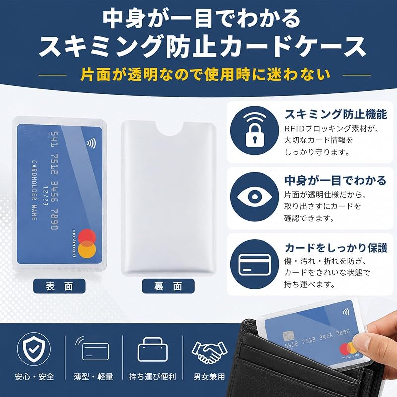 [MISSLIKE] Anti-Skimming Card Case [One Side Transparent x One Side Aluminum] RFID-Magnetic Interference Protection, Credit Card Holder,