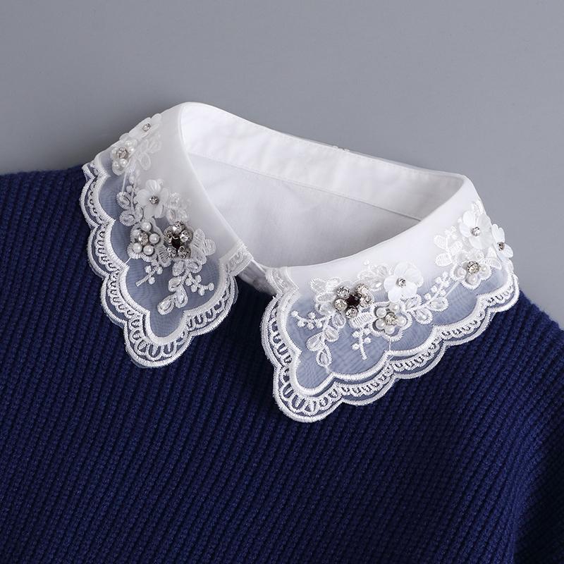 White Lapel Fake Collar Neck Decorative Chiffon Cotton Chocker Women Detachable False Collar Shirt Doll Lace Ladies Half Shirt