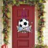 Soccer Ball Themed Decorative Hanging Sign with Floral Accents and Ribbon for Party Celebration Indoor Outdoor Use