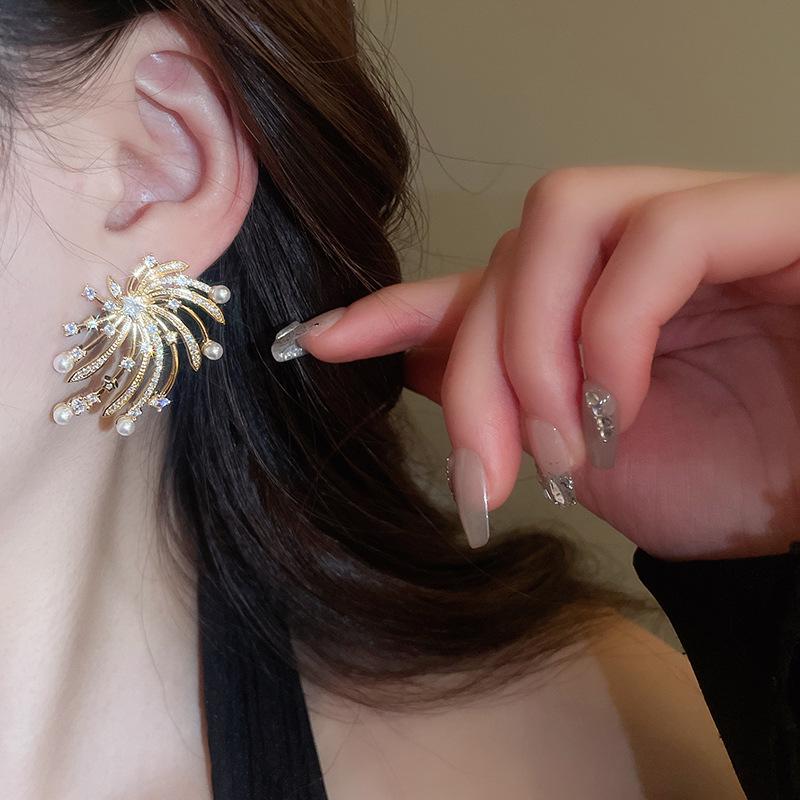 Silvernadel Feuerwerk Stern Perlenohrringe - Elegant, hochwertiges Design für Frauen