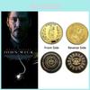 ¡Magnífico Set de Marcador de Juramento de Sangre Dorado John Wick con Cruz Perfecto Para Exhibir o Coleccionar!