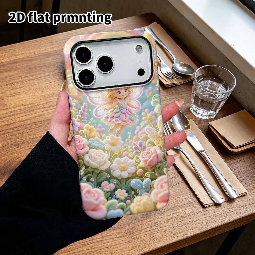Phone Case: 2D flat design suitable for iPhone 18 17 16 15 14 13 Pro protective case, butterfly fairy, perfect Christmas and Halloween holiday gift