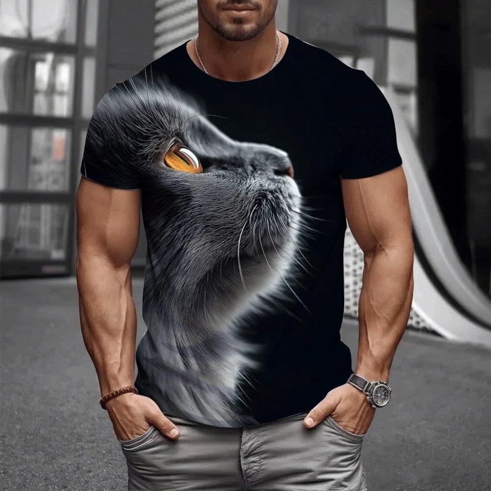 Men's casual short sleeved T-shirt with animal pattern, suitable for wearing all seasons