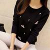 Weibliche Stickerei Floral Strickpullover Frauen Winter Pullover Top