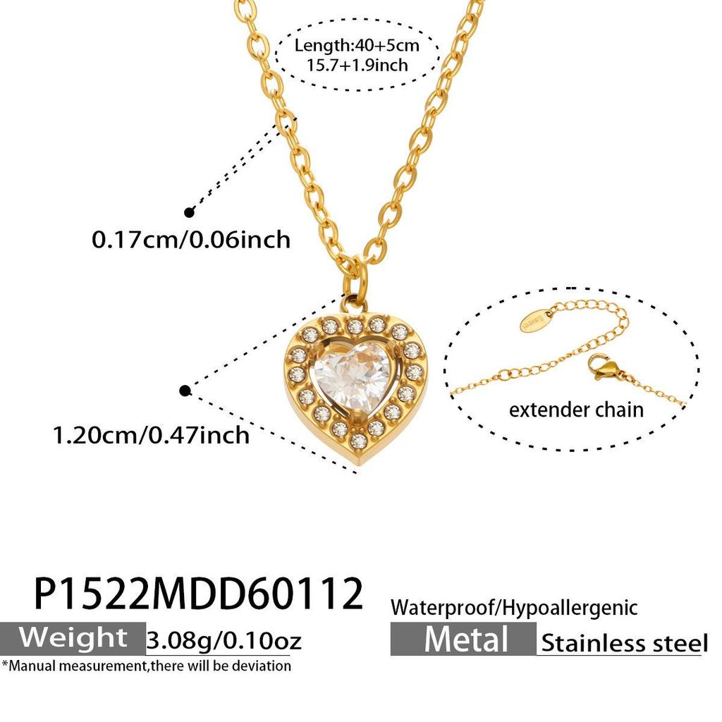 Douyin Trend Wassertropfen Strass Zirkon Anhänger Halskette & Ohrringe Damen Set, 18 Karat Vergoldeter Edelstahl.