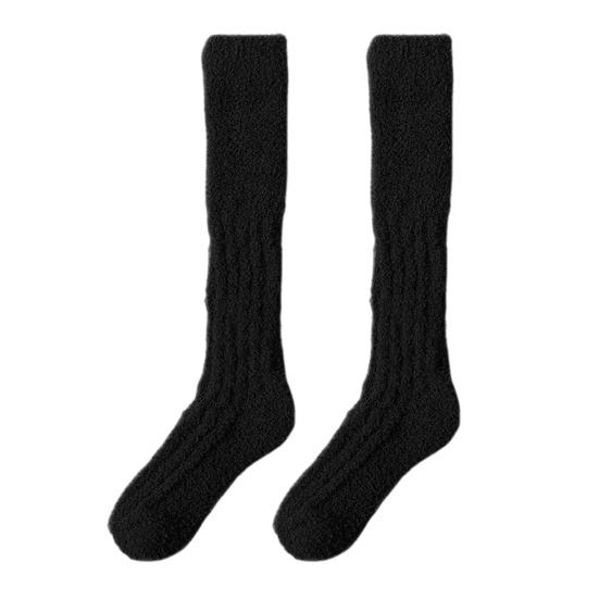 

1 пара женских зимних носков Tihick Coral Fleece, противоскользящие, однотонные, теплые, утолщенные чёрный