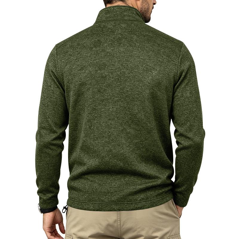 Men Casual Quarter Zip Fleece Sweatshirt Stand Collar Long Sleeve Pullover Outdoor Workout Daily Tops