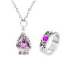 Magic Girl Necklace Small Circle Soul Necklace Ring Set Jewelry Pendant Soul Spirit Core Necklace Ring Card Set Anime Necklace