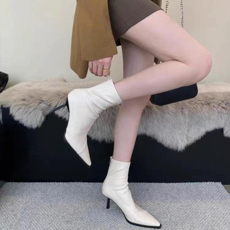 New Style Popular Women High Heels Ankle Boots Sexy Pointed Toe Shoes Winter Fashion Luxury Boots Women Shoes Pumps Casual Boots
