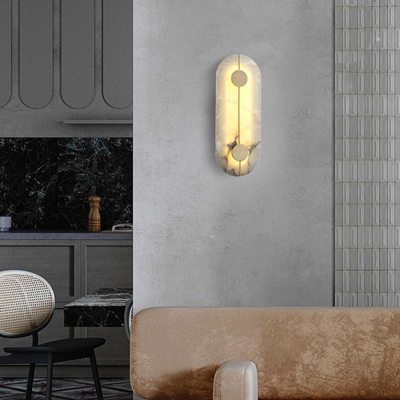 Nordic Copper Marble Wall Lamp: Postmodern Round Design for Bedroom, Living Room, Office, Hotel or Lobby.