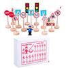 16Pcs/Set Traffic Road Sign Light Lamp Block Brick City Street View Speed Limit Indicator Kids Cognitive Educational Car Toy