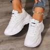 White Sneakers Women  New Leather Chunky Sneakers Women's Sports Shoes Thick Tennis Vulcanized Shoes Basket Platform Shoes