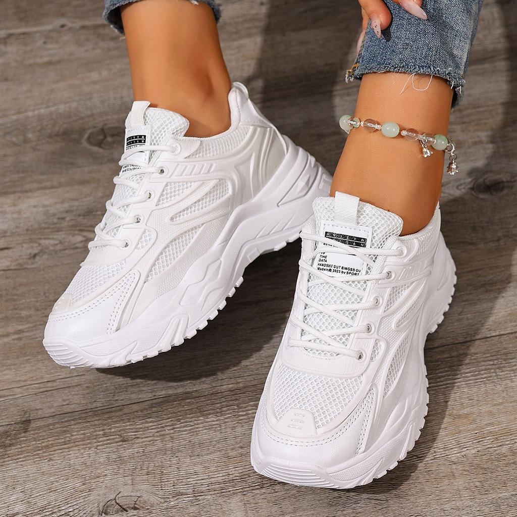 White Sneakers Women  New Leather Chunky Sneakers Women's Sports Shoes Thick Tennis Vulcanized Shoes Basket Platform Shoes