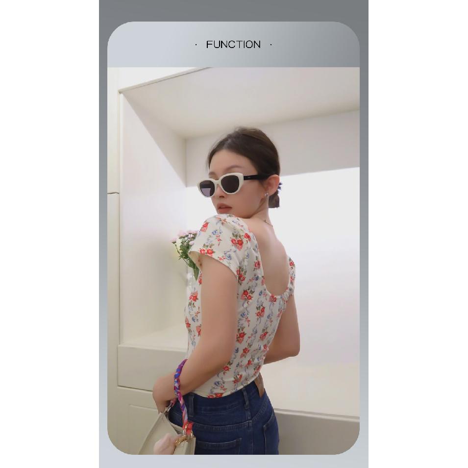 New Wang Jiayi style acetate black and white cat-eye sunglasses Fakme Sunglasses for men and women with UV protection redzons