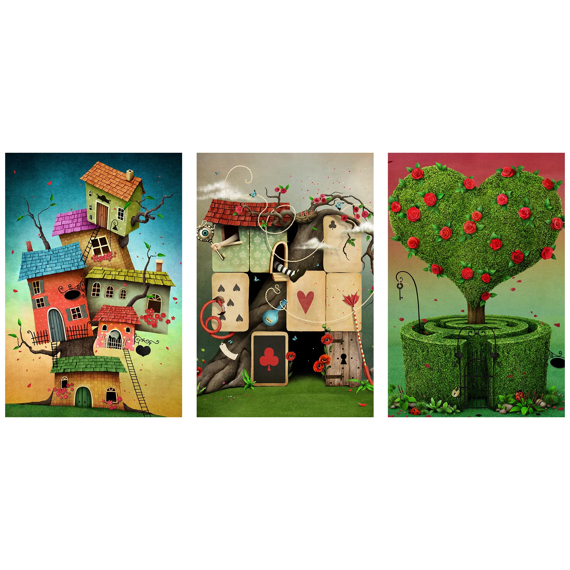 

MISITU Micro Piece Jigsaw Puzzle, 150 Pieces, Puzzle with Postcard, Landscape, Painting, Fantasy, House, Poker, Tree, Gift, Birthday, Christmas,